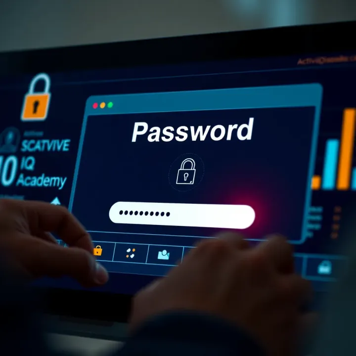 Resetting Password on Active IQ Academy Illustration of a password reset interface with security icons