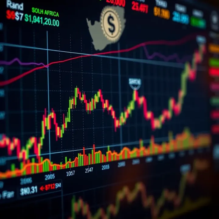 Graph showing forex currency exchange trends with South African rand and other major currencies