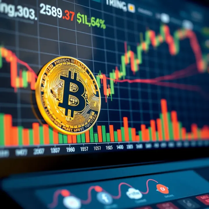 Graph showing Bitcoin price fluctuations with key market trend indicators