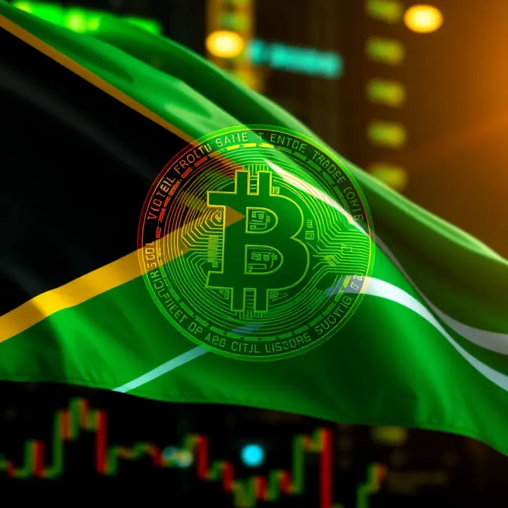 South African flag with Bitcoin symbol overlay representing local cryptocurrency trading