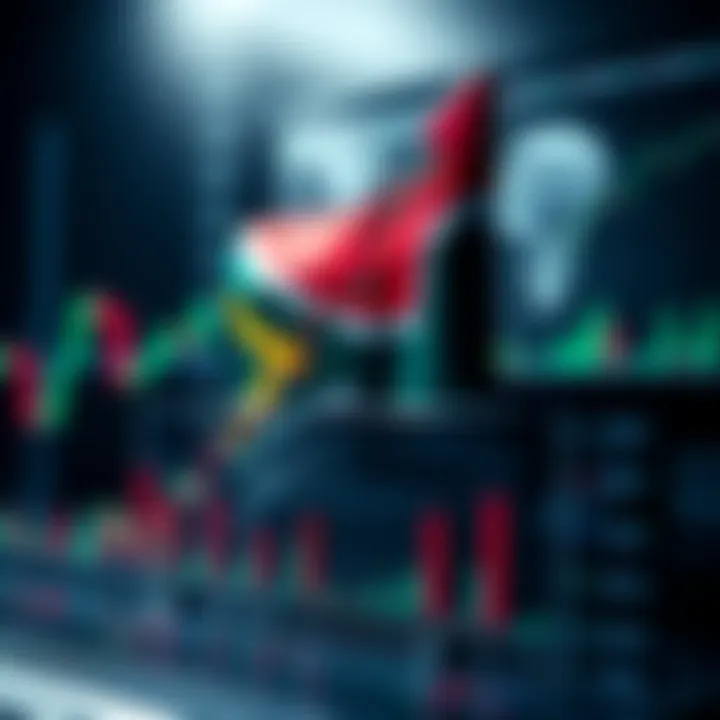 Forex Trading Growth and Analysis in South Africa Graph showing upward trend with forex trading indicators and South African flag