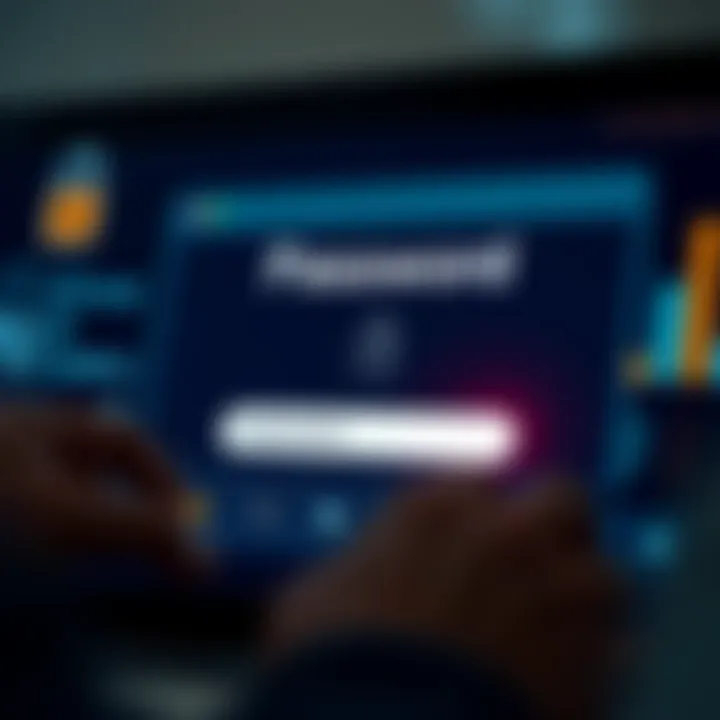 Illustration of a password reset interface with security icons