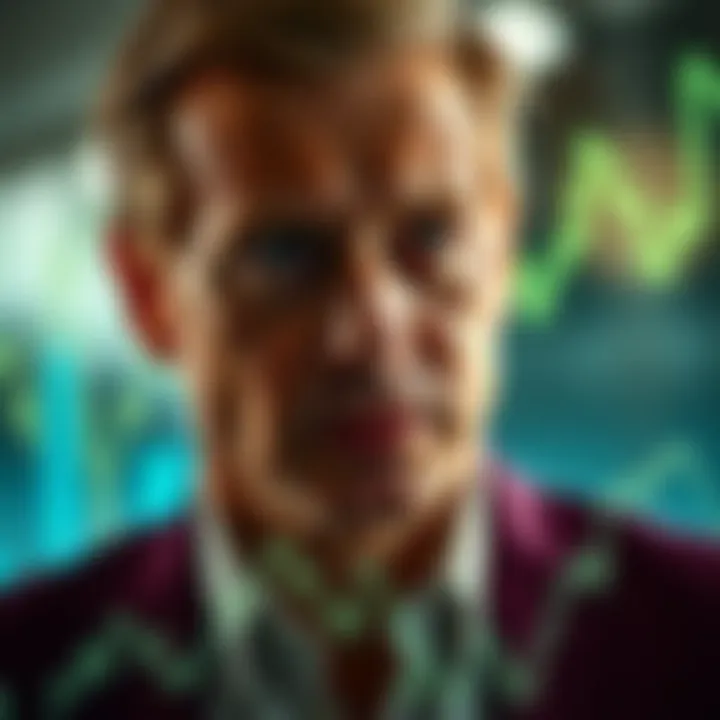 Portrait of Carl Runefelt with a digital financial graph overlay
