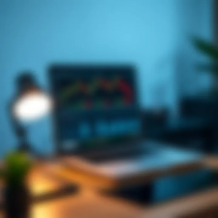 Compact and portable laptop on a desk setup ideal for on-the-go forex trading in South Africa