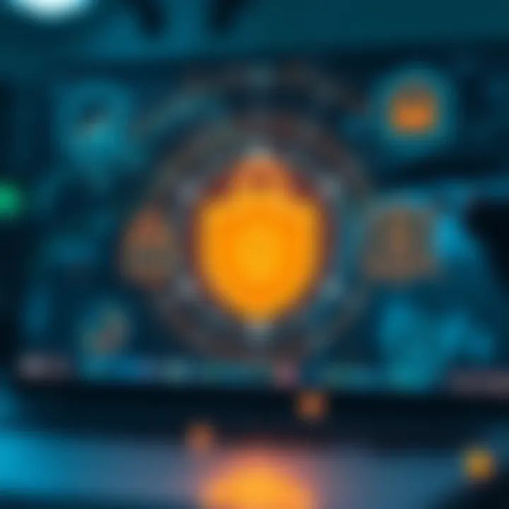 Visual representation of digital security symbols protecting online trading transactions