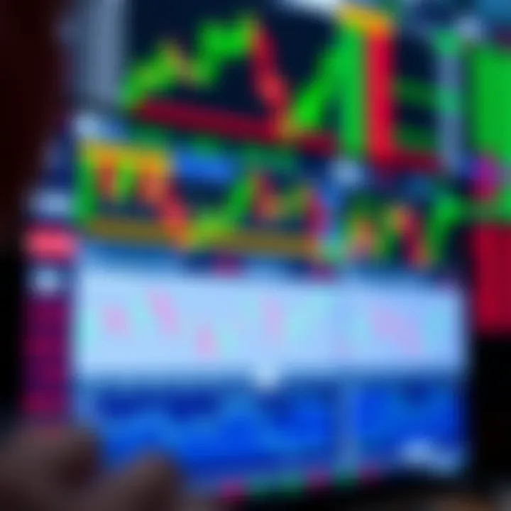 Illustration of a computer screen displaying various stock market charts and trading platform interface