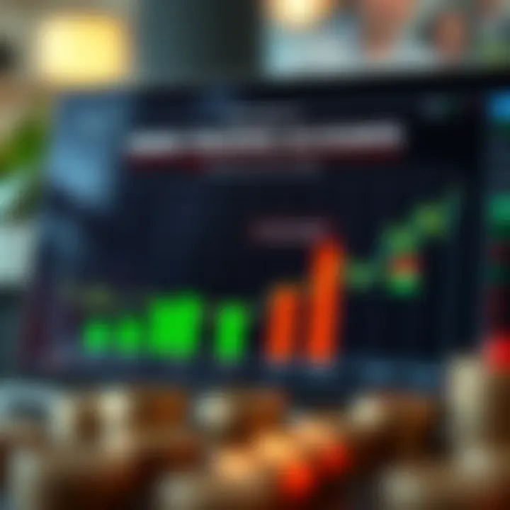 Graph showing comparison between demo account and live trading performance with financial icons