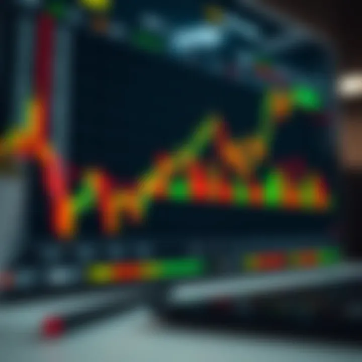Graph showing upward trend on digital trading platform screen