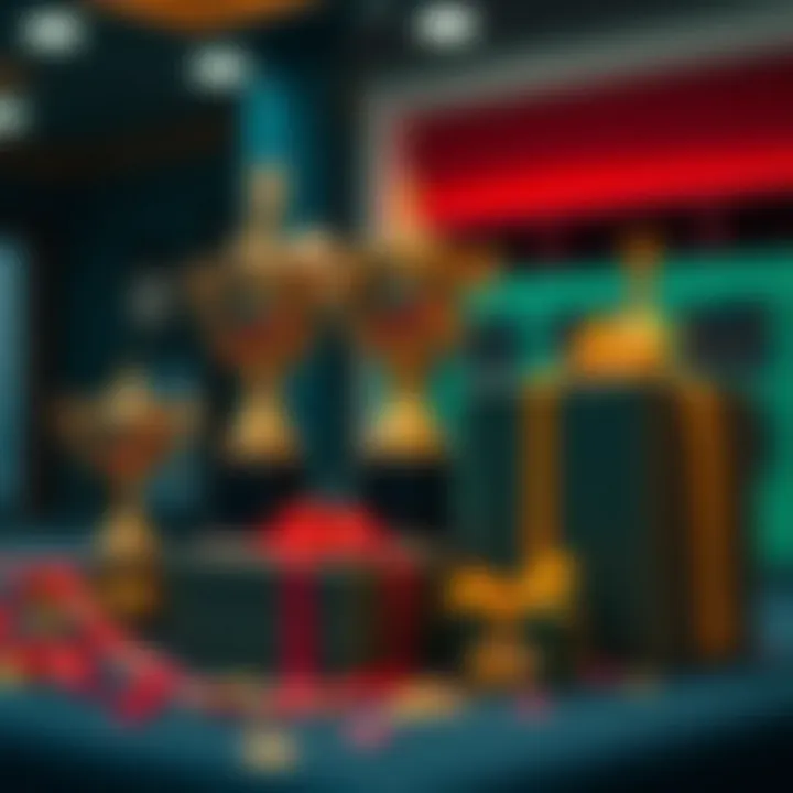 Overview of Rewards in Eightcap Trading Challenges Prizes and rewards associated with trading contests highlighting trophies and gift boxes