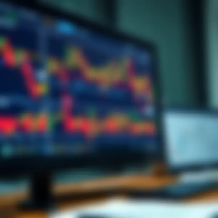 Forex Trading Charts Depicting Market Trends and Analysis A detailed view of forex trading charts and graphs on a computer screen illustrating market trends and analysis