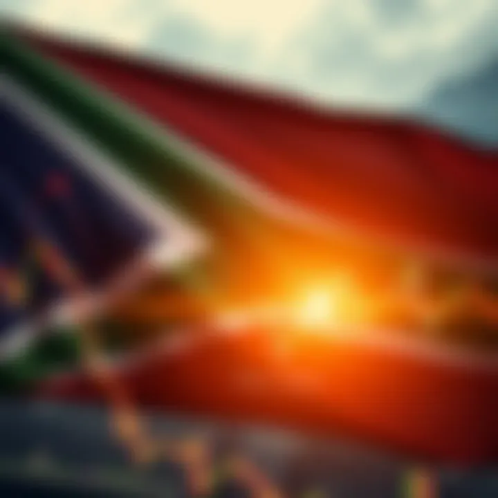 South African flag with financial charts illustrating synthetic indices trading
