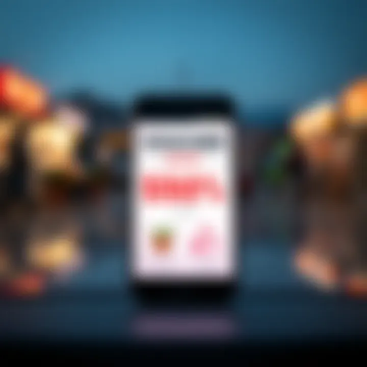 Digital Coupon Display for Voucher Savings Illustration of a digital coupon displayed on a smartphone screen with discount symbols