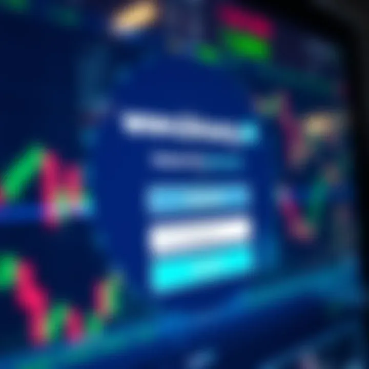 Secure login screen displaying username and password fields on online trading platform