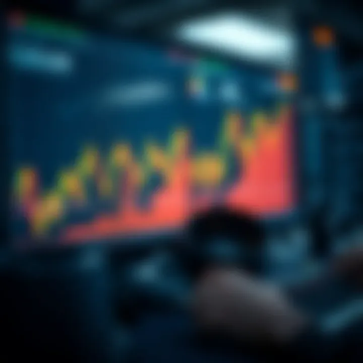 Graph showing financial market trends with digital interface