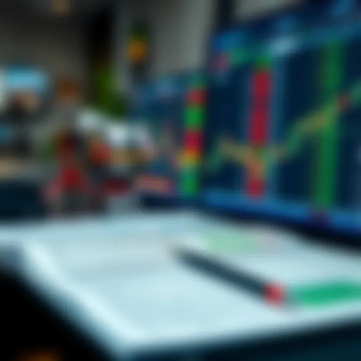 Visual representation of regulatory compliance documents and a trading platform interface