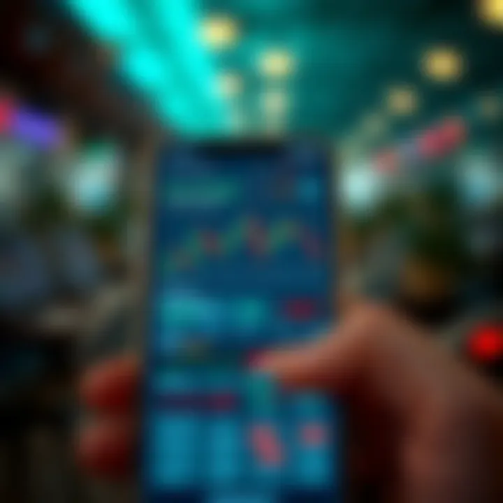Smartphone screen displaying a forex trading app with automated trading signals