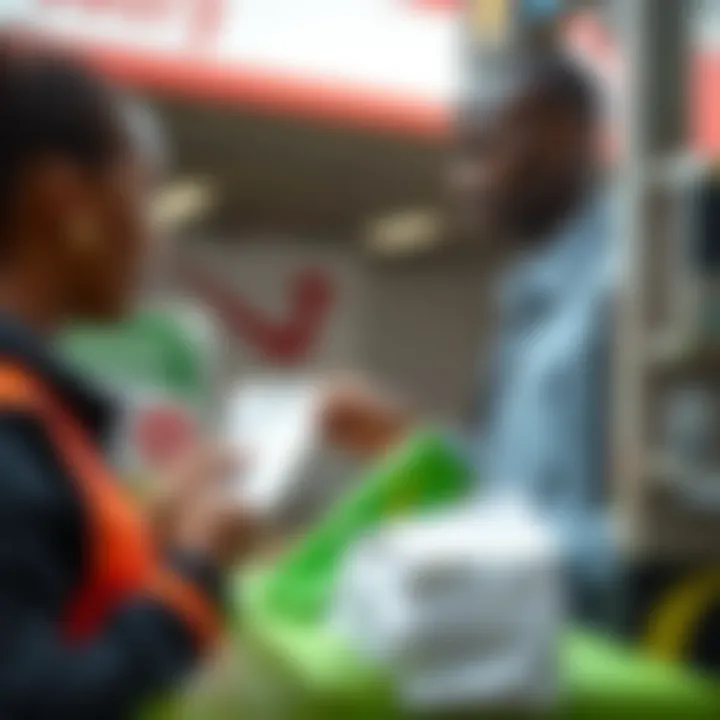 Customer presenting identification document to Mukuru agent at cash pickup point