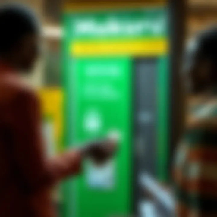 Collecting Cash from Mukuru at Authorized Locations Mukuru agent handing over cash to customer at a secure withdrawal location
