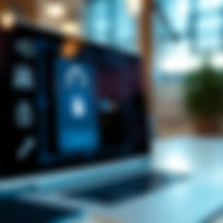 Secure login screen displaying a digital keypad and security icons