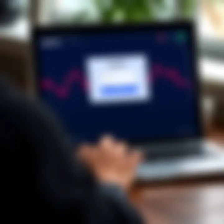 User accessing Quotex trading platform login screen on laptop