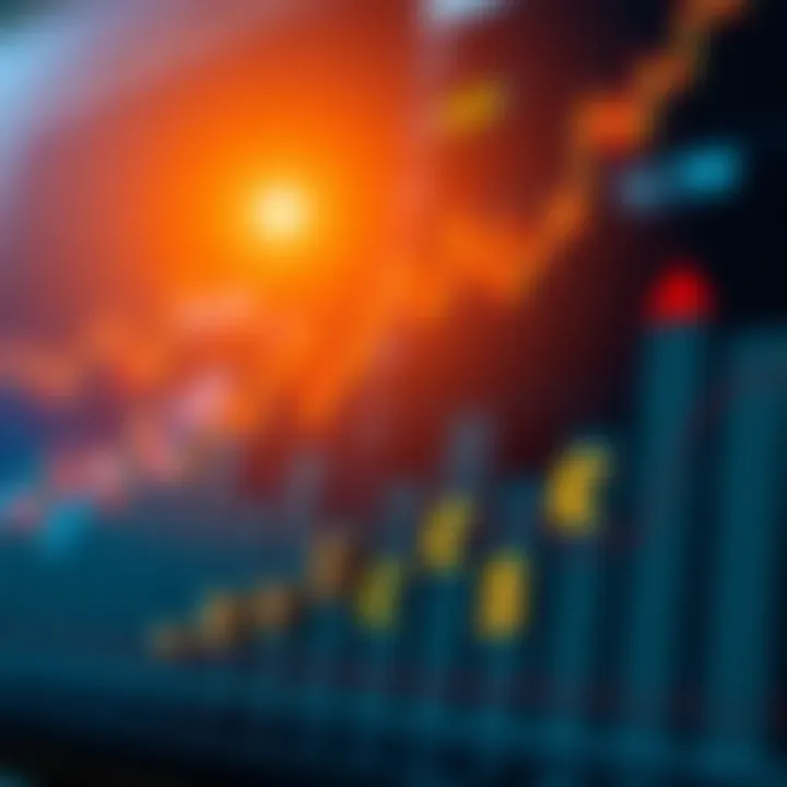 Financial chart with upward trend and currency icons illustrating investment growth potential
