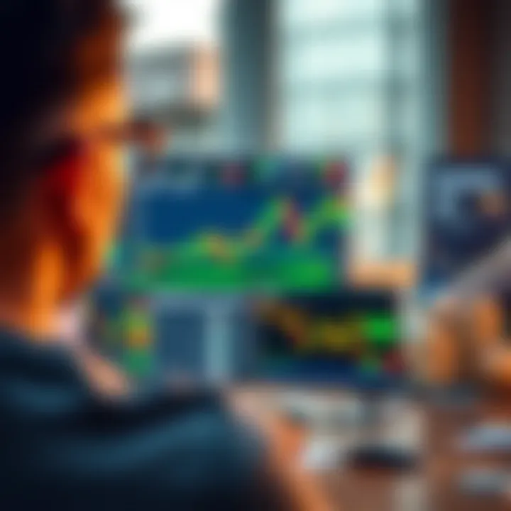 Interactive trading platform interface highlighting market analysis and user support features