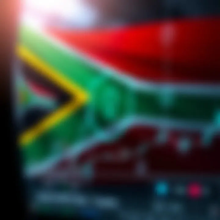 Illustration of South African flag with digital security icons representing online trading safety