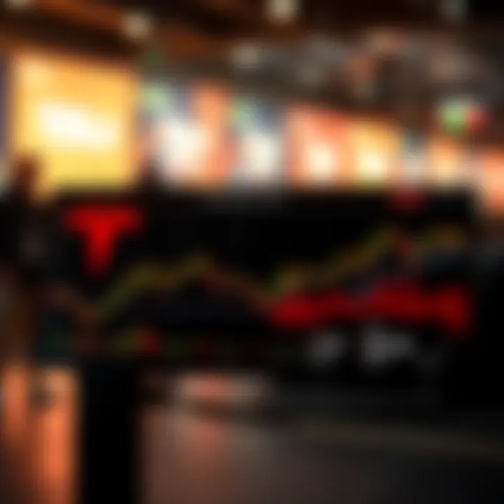 Graph showing Tesla stock price fluctuations over recent trading sessions