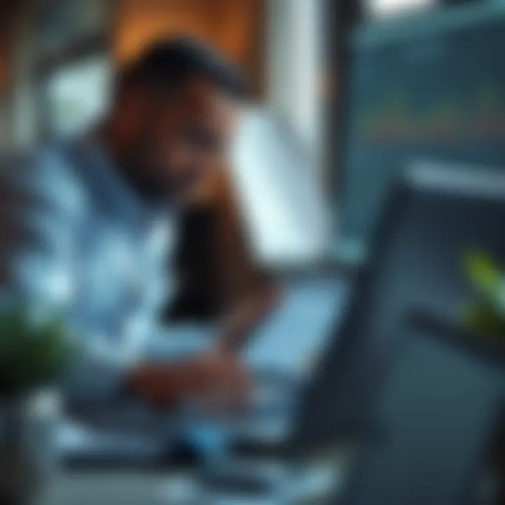 Detailed Financial Analysis by a South African Investor South African investor analyzing charts and financial data on a laptop