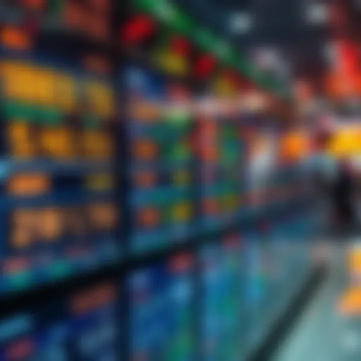 Global forex market showing currency symbols and exchange rates on digital screens