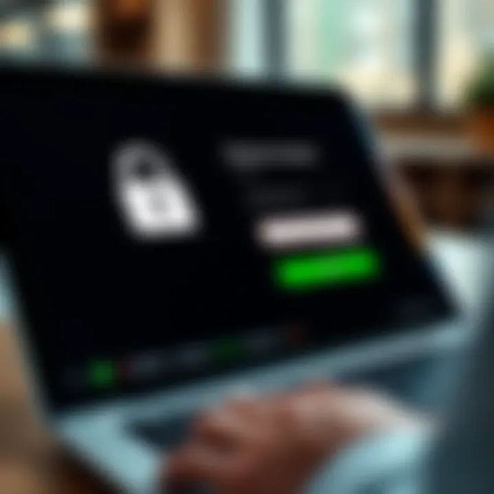Secure login screen with username and password fields highlighted on a digital device