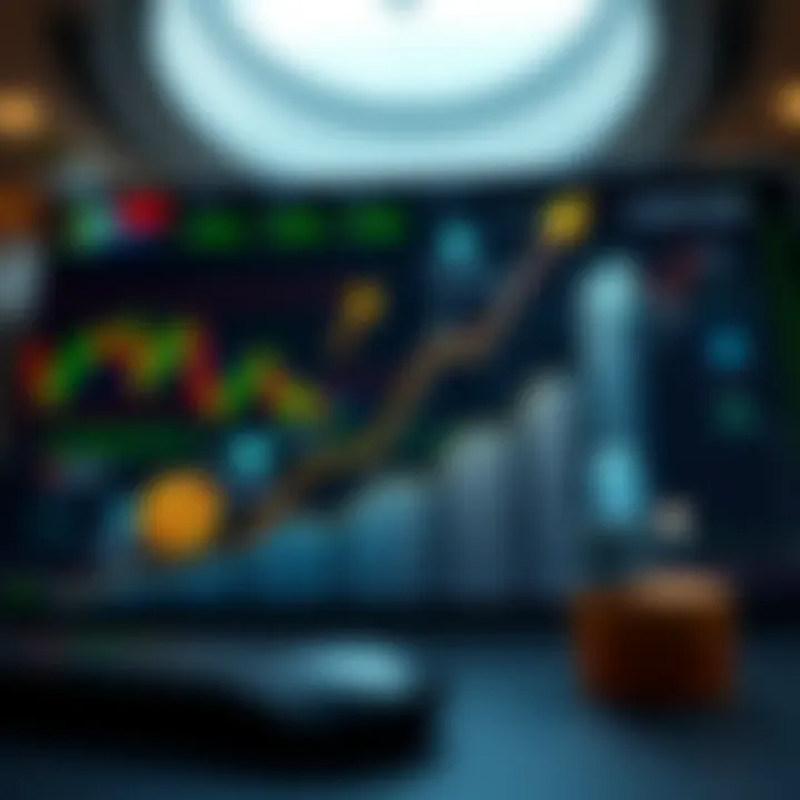 Conceptual illustration of financial growth with upward trending graphs, currency symbols, and strategic planning icons