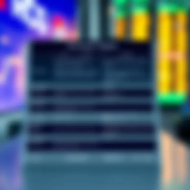 Comparison chart illustrating different account types offered by RCG Markets with their features and benefits