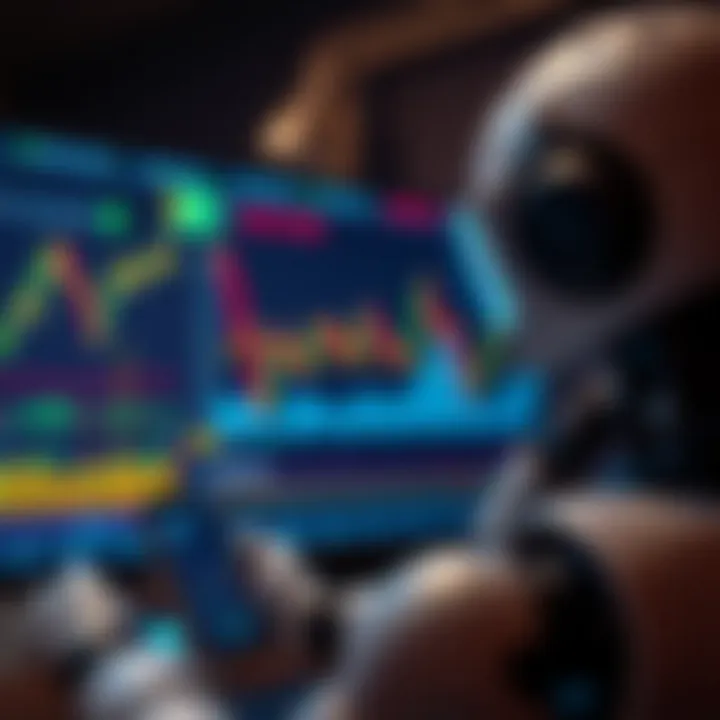 Digital interface showing robot trading app analyzing South African stock market trends