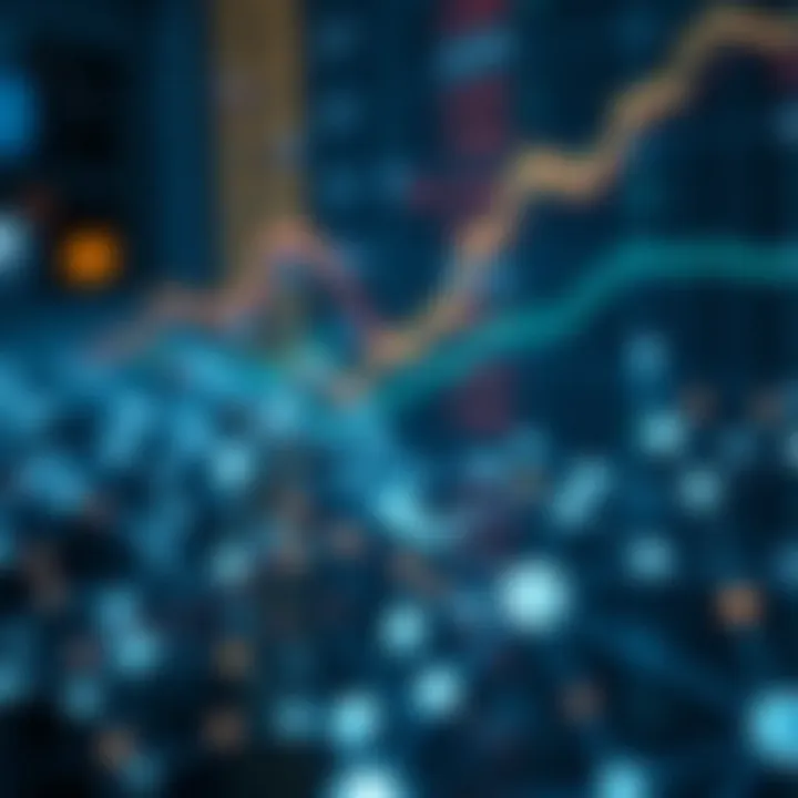 Conceptual visualization of algorithmic trading with interconnected digital nodes and financial symbols