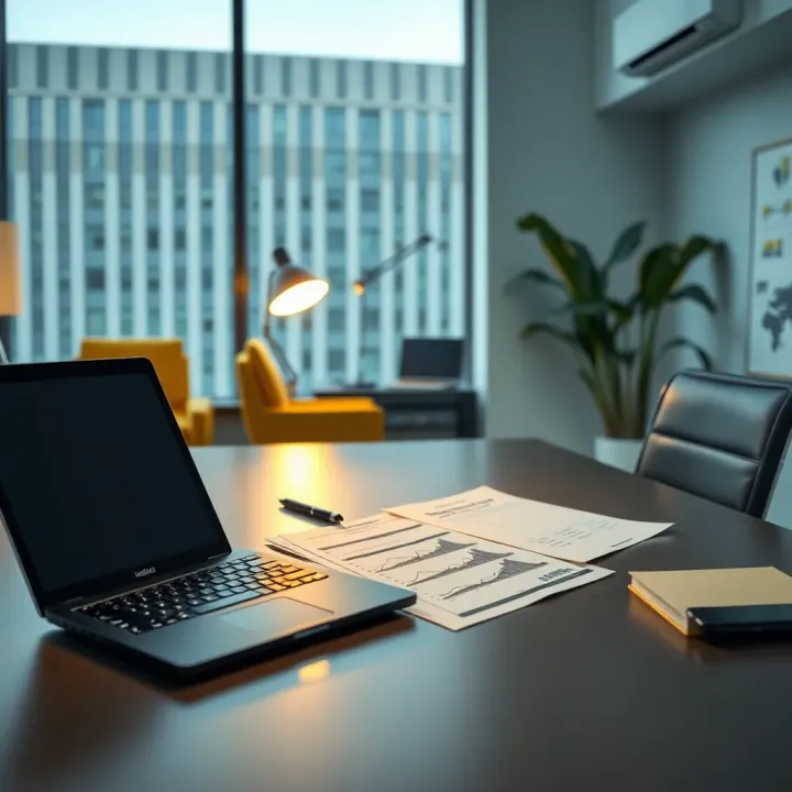 Financial Management and Wealth Building Strategies Modern office desk with financial documents and a laptop illustrating wealth management