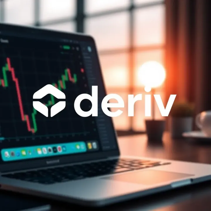 Deriv logo applied on digital marketing materials and website interface