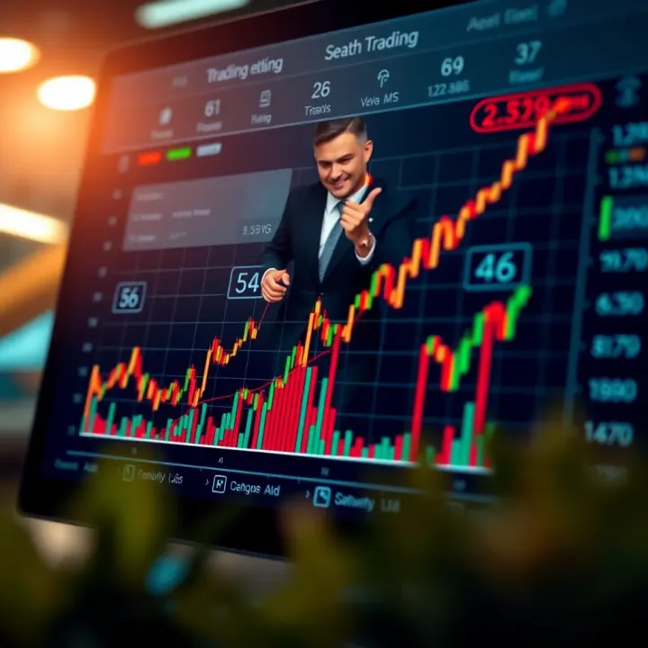 Chart displaying trading competition progress with rising financial indicators