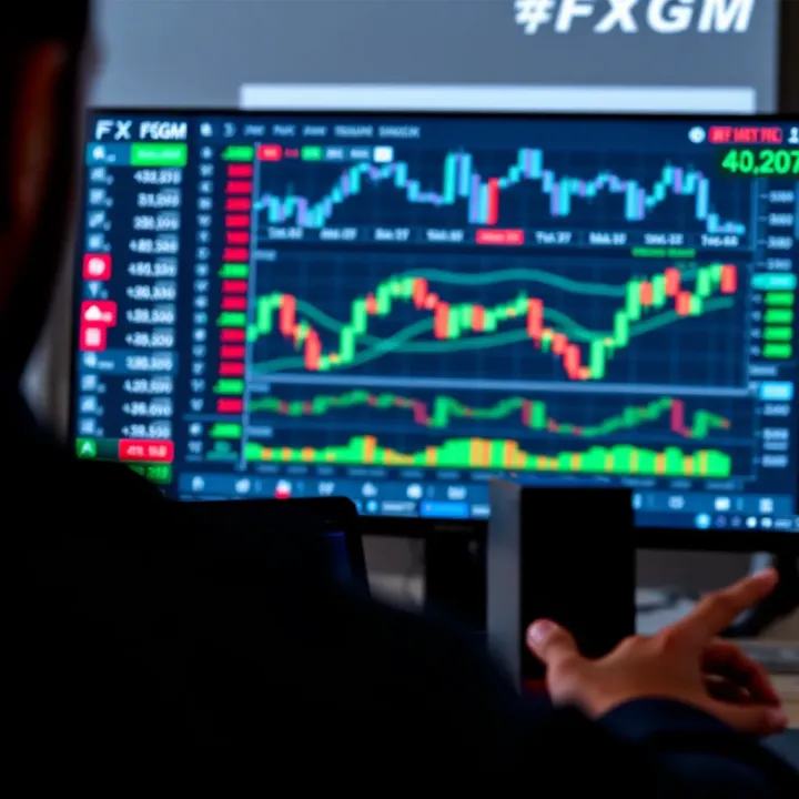 Dashboard displaying FXGM trading platform interface with charts and market data