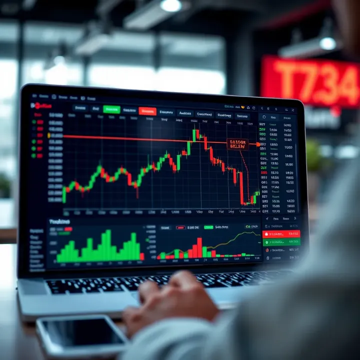 Trading platform interface showing various financial instruments like forex, stocks, and cryptocurrencies