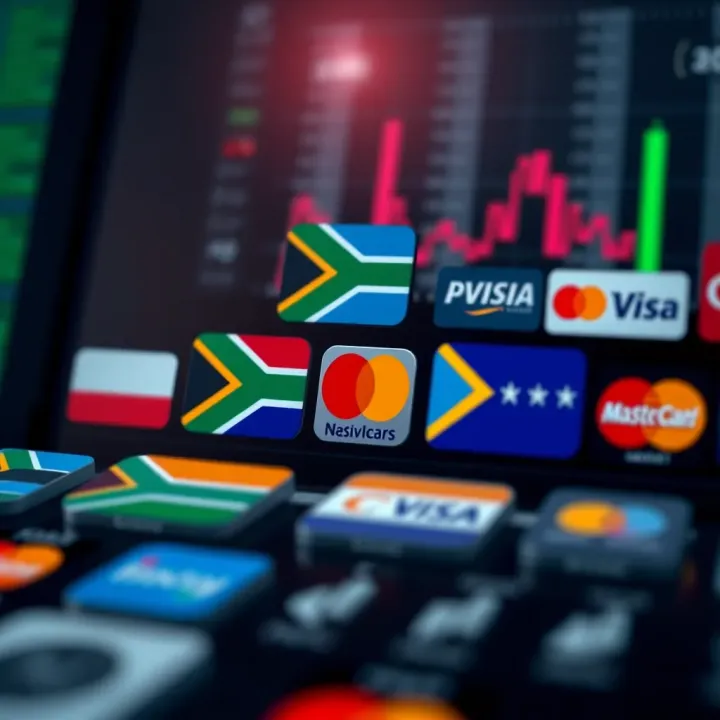 Various payment method icons available for South African IQ Option users including credit cards and e-wallets