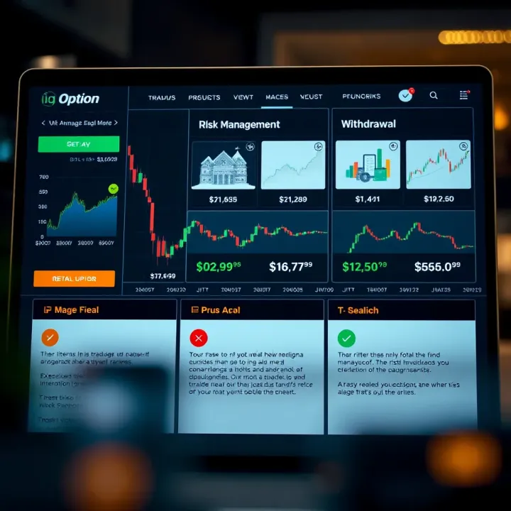 Risk Management and Withdrawal Features on IQ Option Graphical representation of risk management tools and withdrawal options on a trading platform