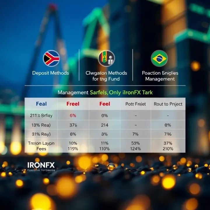 Graphic showing various deposit methods accepted by IronFX with associated fees and management tips