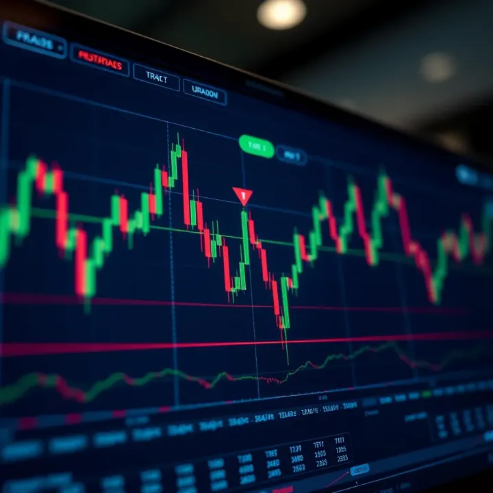 Chart showing trading platform interface with graphs and data points
