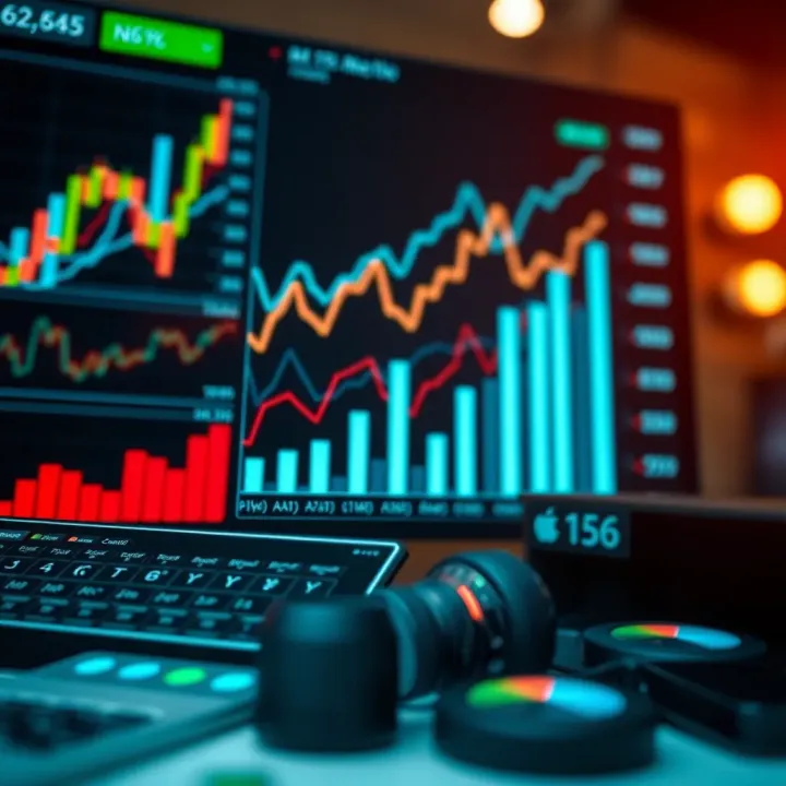 Illustration of financial growth indicators and market analysis charts