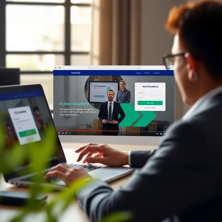 User logging into the Active IQ Academy portal on a laptop