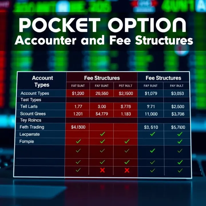 Comparative chart illustrating different account types and fee structures offered by Pocket Option