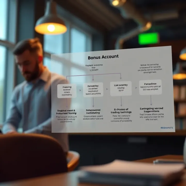 Diagram illustrating the structure and key features of RCG Markets bonus account benefits and conditions