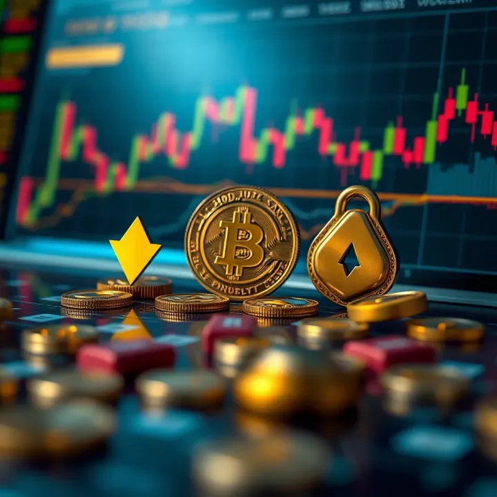 Risk Management Strategies in Cryptocurrency Trading Abstract representation of risk management in cryptocurrency trading with charts and protective icons