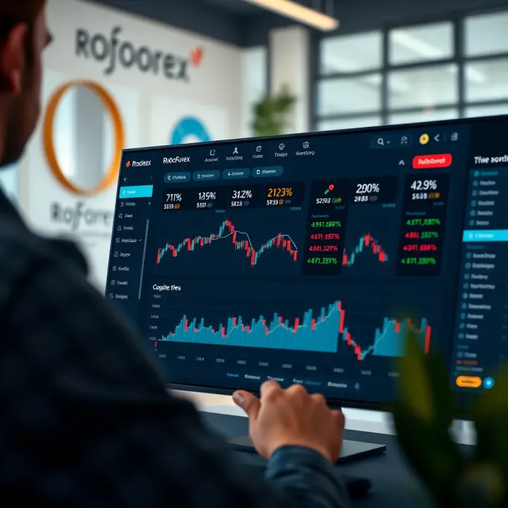 RoboForex Members Area Dashboard Overview Dashboard overview of RoboForex members area showing account management options and trading tools
